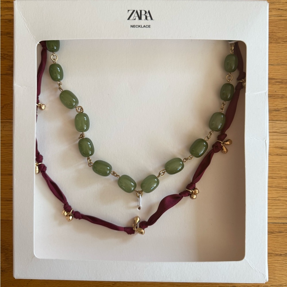 Nwt- Zara- PACK OF BEADED SILK NECKLACES